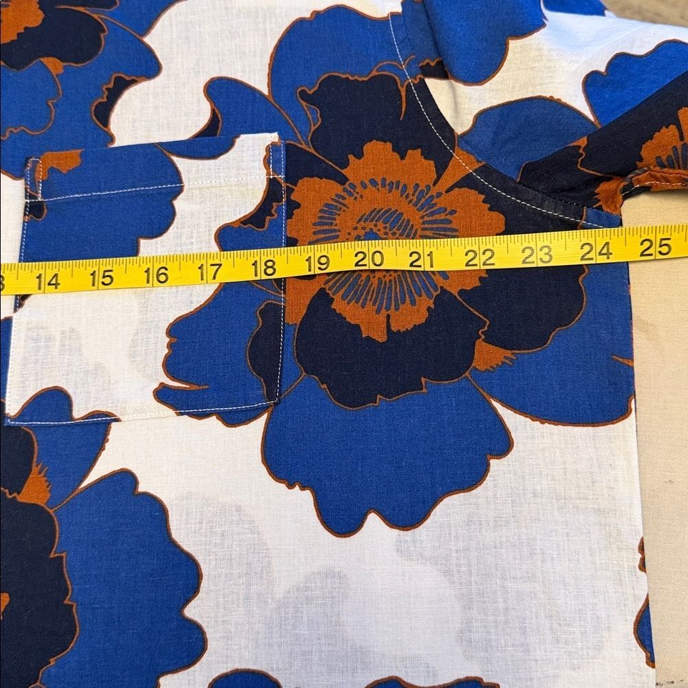 Gap Linen Blend Short Sleeve Button Down Shirt Men's L Blue Orange Floral Vacati - Picture 8 of 12
